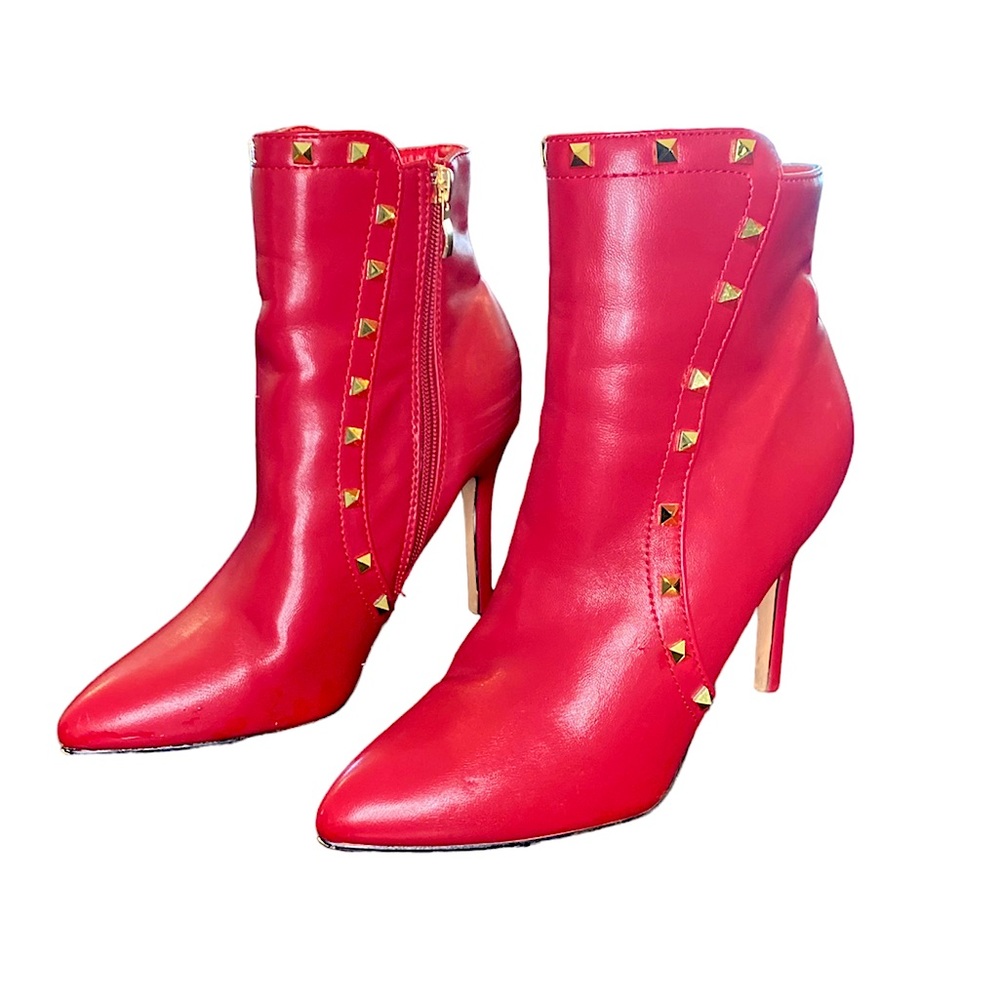Nicole Miller Wally Boots - Red Gold Studs Size 9
